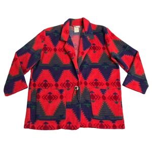 Vintage‎ 90s Jeans Wear Fleece Blanket Cardigan Jacket M Southwestern Western